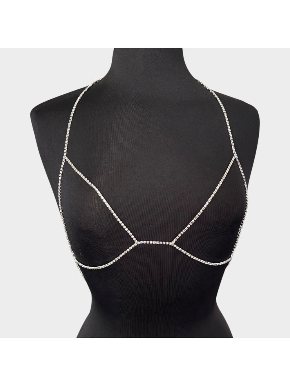 Silver Body Chain With Rhinestone
